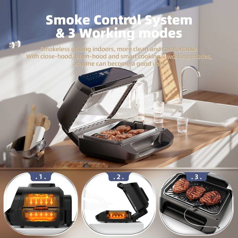 Home Smart 10l 7 In 1 Oil Free Fryer Observation Window Power Xl Air Flyer Fryer Grill