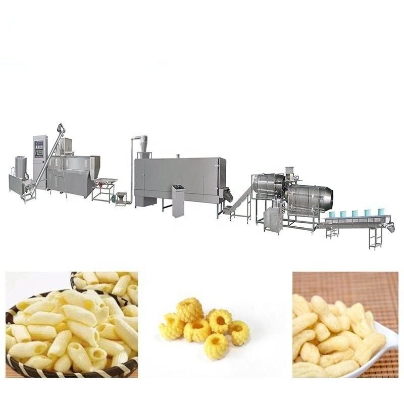 Automated Snack Production Line Machine PLC Controlled Extruder 120KW Power 5000 KG Weight