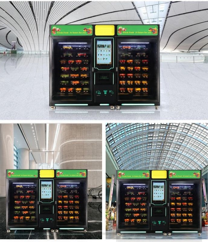 Custom Self Service Big Cabinet Refrigerated Salad Vegetable Fruit Egg Vending Machine For Foods