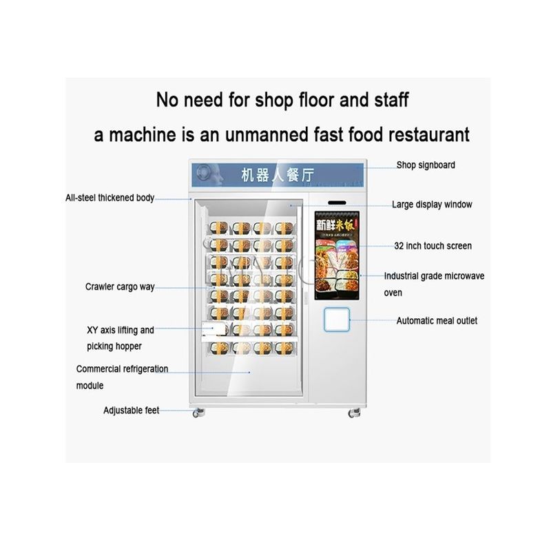 Hot Sale Fast Food Coffee Cupcake Automatic 32 Inch Touchscreen Microwave Heating Vending Machine