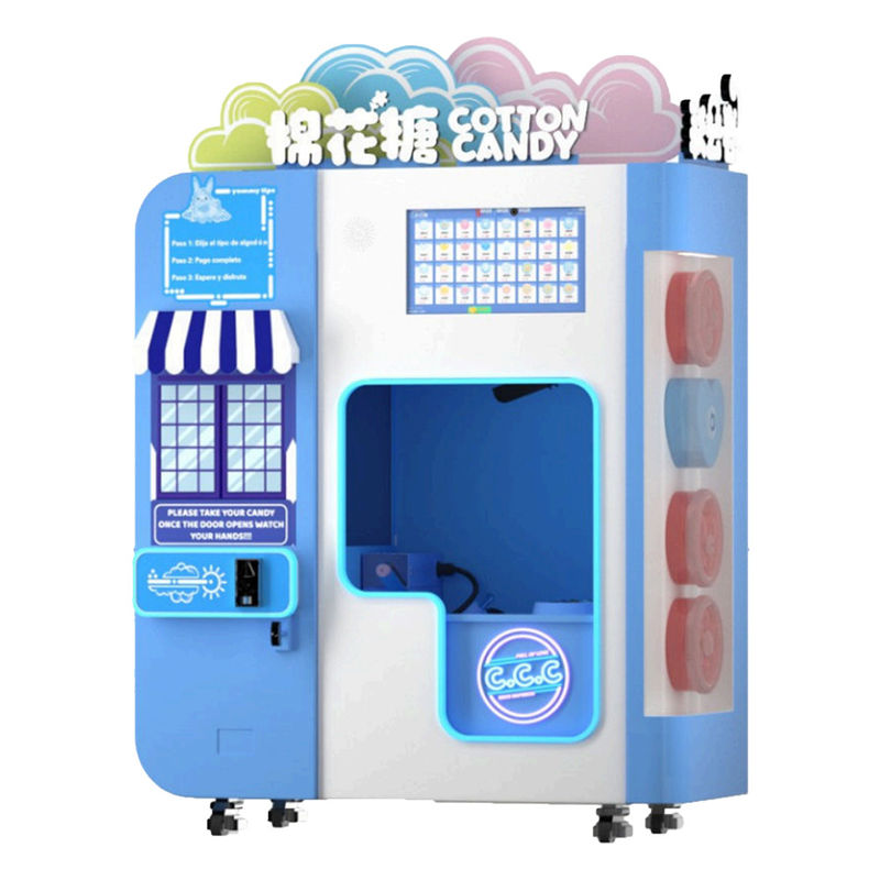 Industrial Snack Automatic Cotton Candy Making Machine With Glass Cover For Restaurant Use
