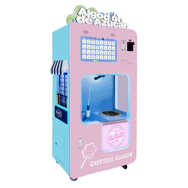 Industrial Snack Automatic Cotton Candy Making Machine With Glass Cover For Restaurant Use