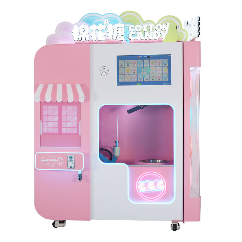 Industrial Snack Automatic Cotton Candy Making Machine With Glass Cover For Restaurant Use