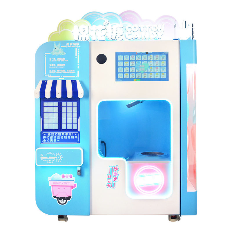 Industrial Snack Automatic Cotton Candy Making Machine With Glass Cover For Restaurant Use