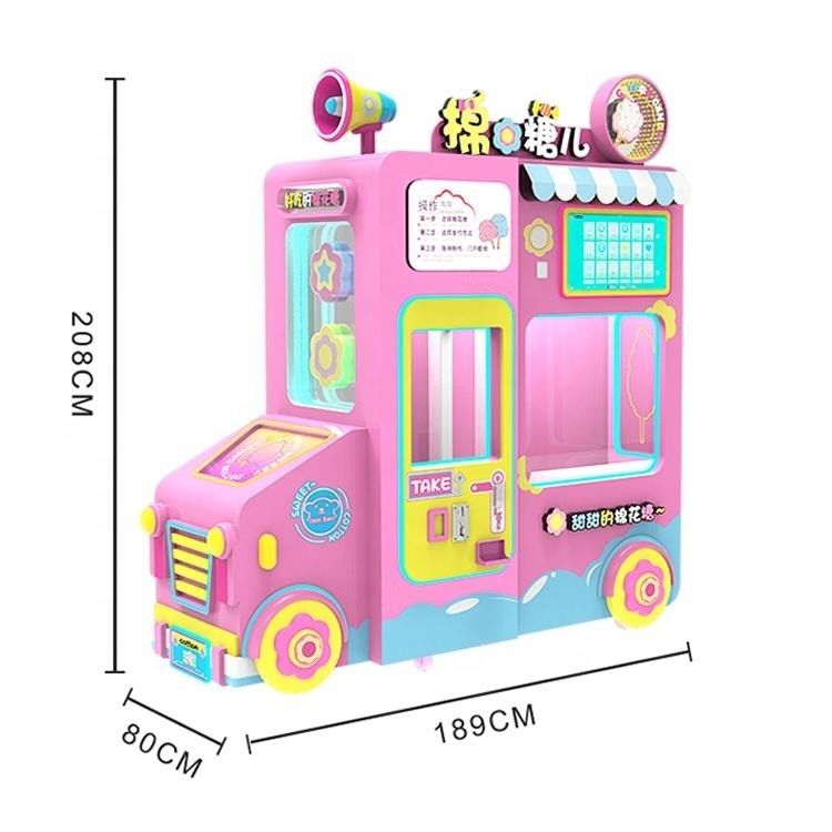 Fully Automatic Coin Credit Card Operated Automatic Cotton Candy Vending Machine With Multi Language